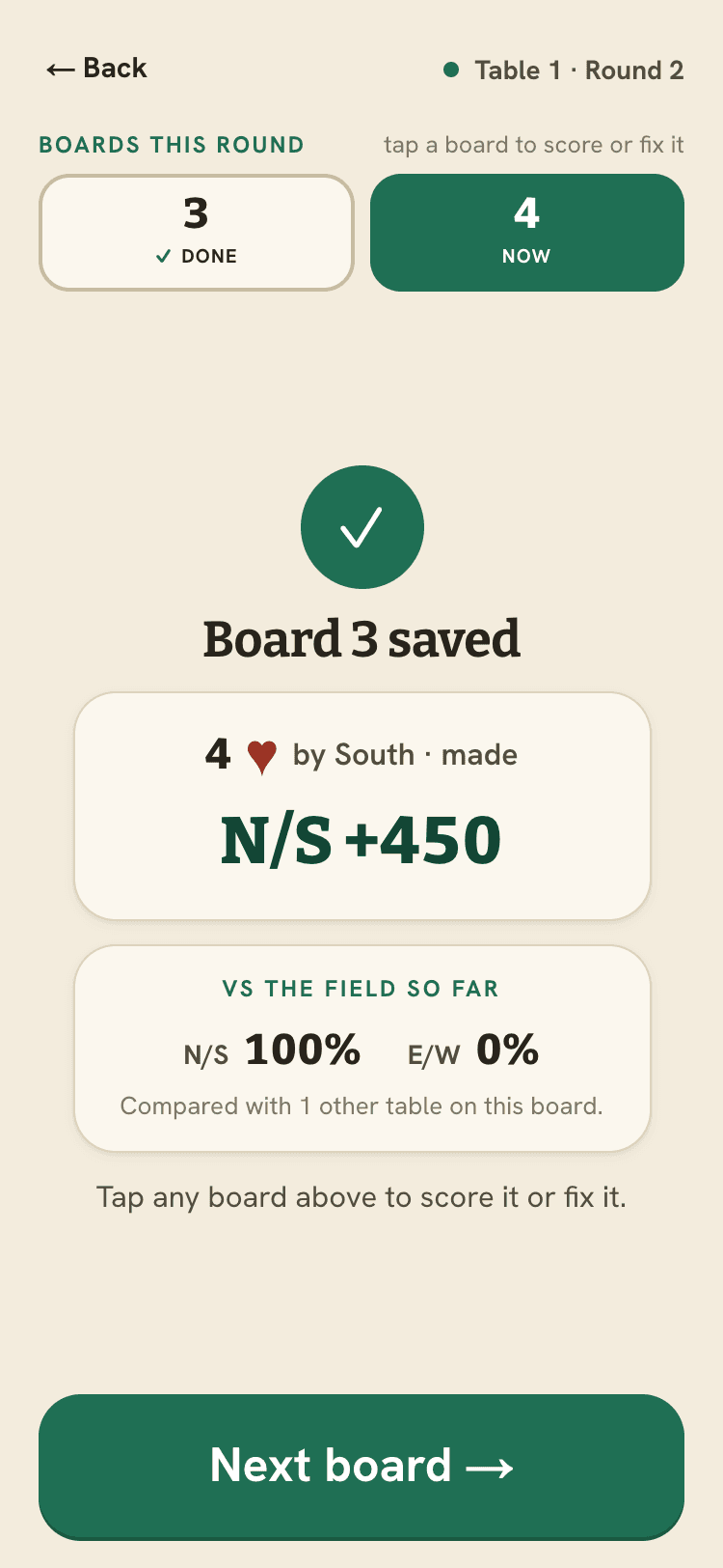 A player's phone showing a saved board and VS THE FIELD